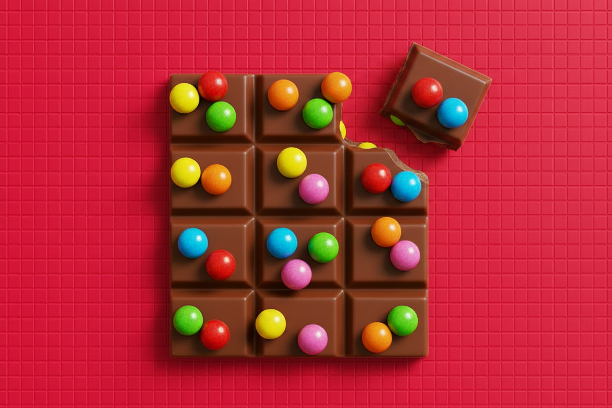 Chocolate Bar with Very Small Embedded Candy Balls